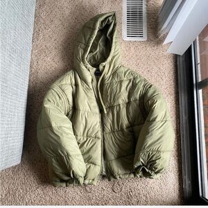 ZARA Light Olive Puffer Jacket